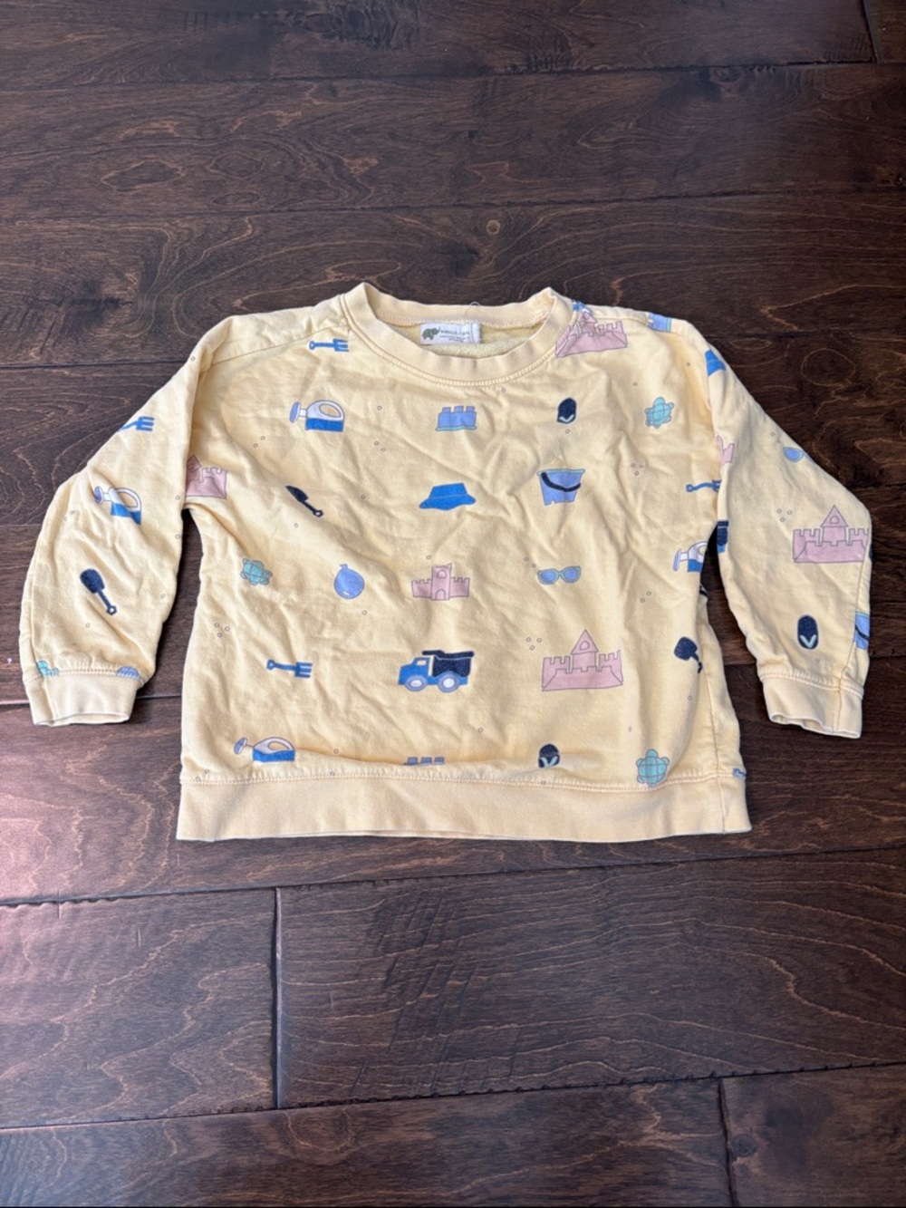 Monica + Andy Yellow Crewneck Pullover with Playful Prints